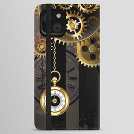 Antique Clock with Keys ( Steampunk ) iPhone Wallet Case