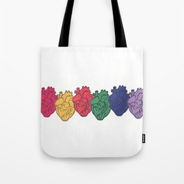 Rainbow Hearts Tote Bag