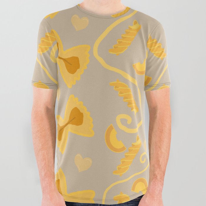 I Love Pasta Pattern All Over Graphic Tee