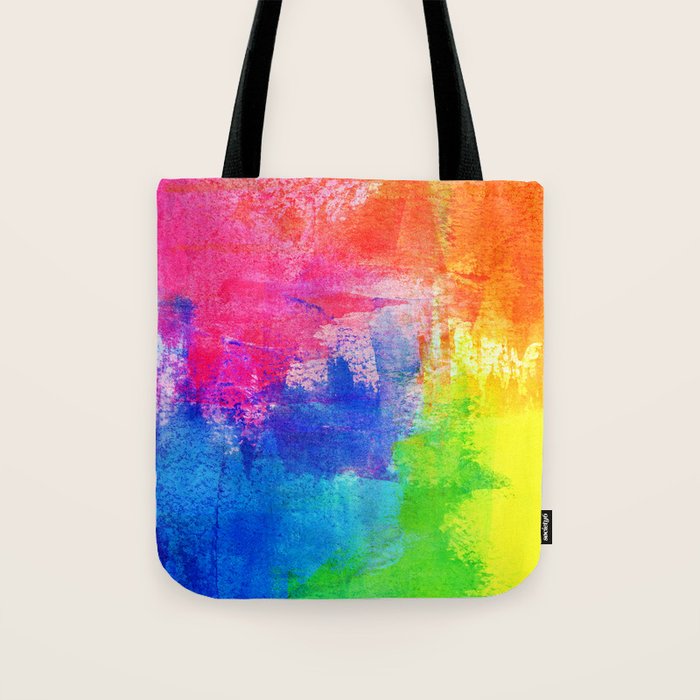 Abstract Rainbow Painting By Emma Freeman Designs Tote Bag By