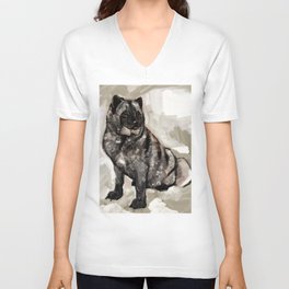 Blue Arctic Fox Portrait Painting V Neck T Shirt