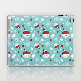 Christmas Pattern Turquoise Snowflake Snowman Laptop Skin