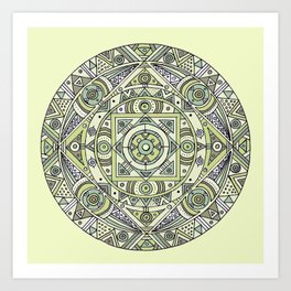 Mandala no.4: The earth Art Print | Pattern, Square, Painting, Circle, Green, Digital, Black and White, Popart, Line, Other 