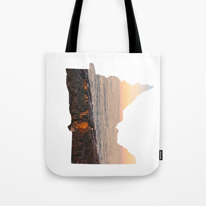 Lake Superior Sunset | Map of Minnesota Tote Bag
