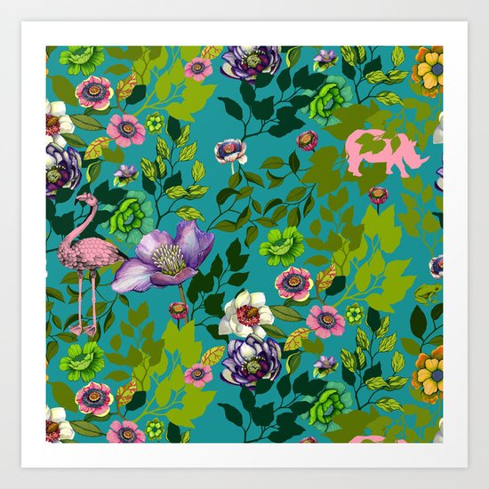 Flamingo Bloom Art Print