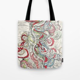 Beautiful Vintage Map of the Mississippi River Tote Bag