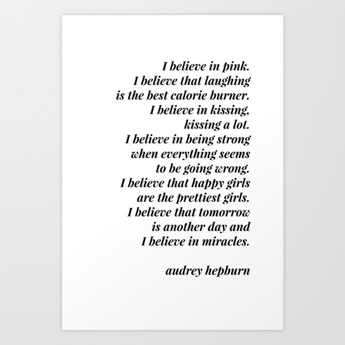audrey hepburn quote art print by blackandwhitetype