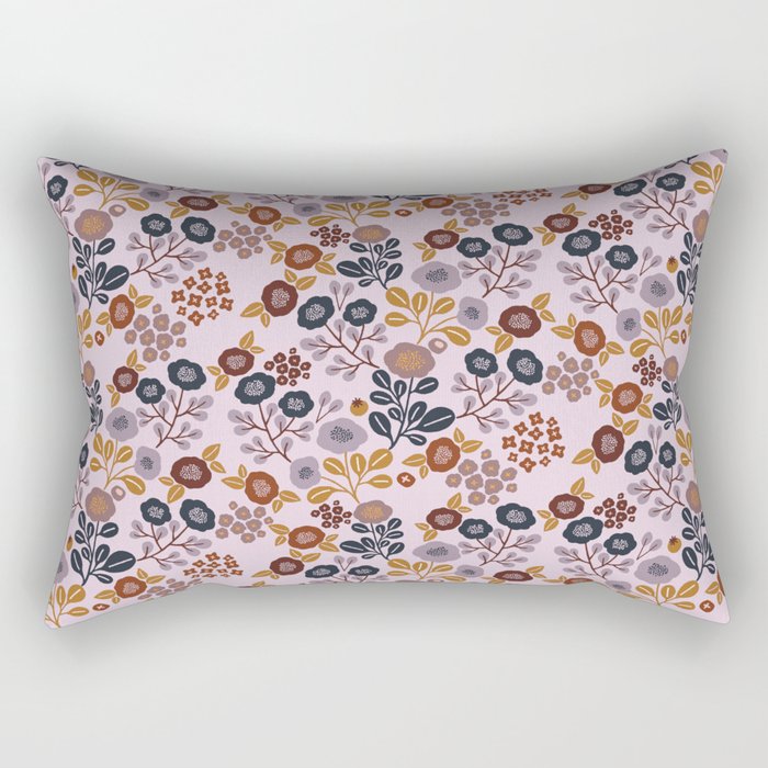 Rustic Fall Blooms on Lavender Rectangular Pillow