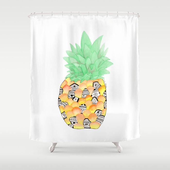 Prickly Pineapple Shower Curtain by Fuzzy Art Society6