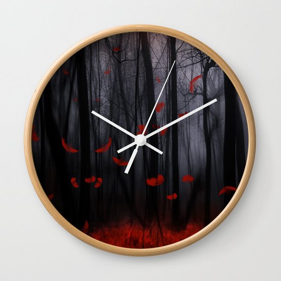 Red feather dance - by Viviana Gonzalez Wall Clock