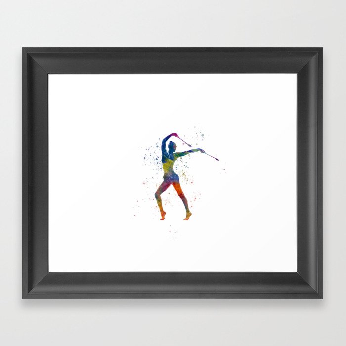Rhythmic gymnastics in watercolor Framed Art Print