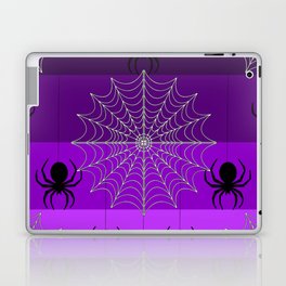 Halloween spiders on purple stripes. Laptop Skin