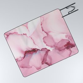 Blush Pink Abstract Ink Art, Soft Pink Abstract Alcohol Ink Painting no.3 Picnic Blanket