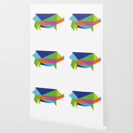 Origami pig in different colors Wallpaper