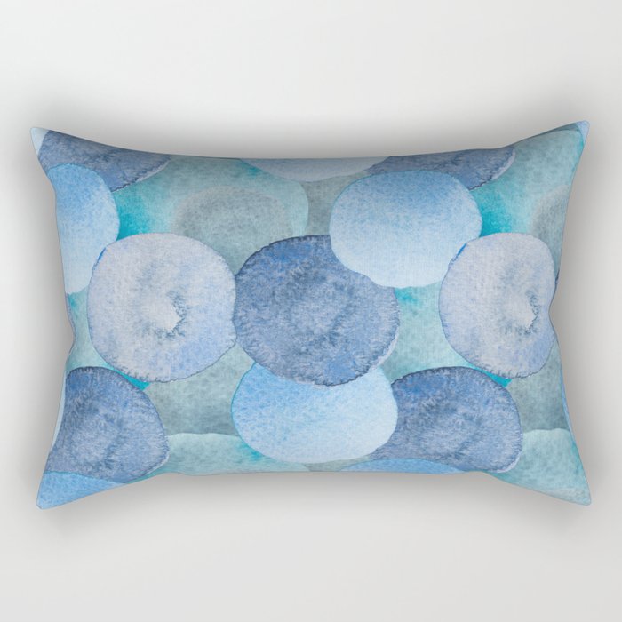 Watercolour pompoms in deep ocean Rectangular Pillow