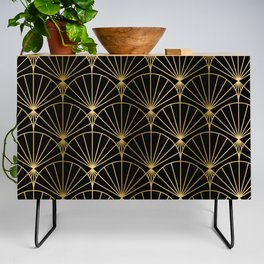 Black and gold art-deco geometric pattern Credenza