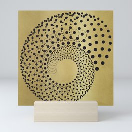 Organic black transformation circles on gold Mini Art Print