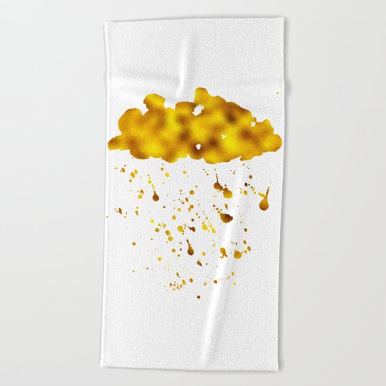 Gold Clouds Poison Rain Beach Towel