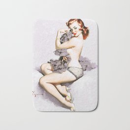 PIn Up Girl Roxanne by Gil Evgren Porcelain Pale Bath Mat | Drawing, Sensual, Gilelvgren, Woman, Accent, Homedecor, Pinupgirl, Pinup, Sophisticated, Pinupgirlseries 