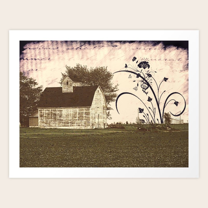 Rustic White Barn Modern Cottage Chic Country Farmhouse Art A458