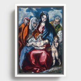 The Holy Family with Saint Anne and the Infant John the Baptist by El Greco Framed Canvas
