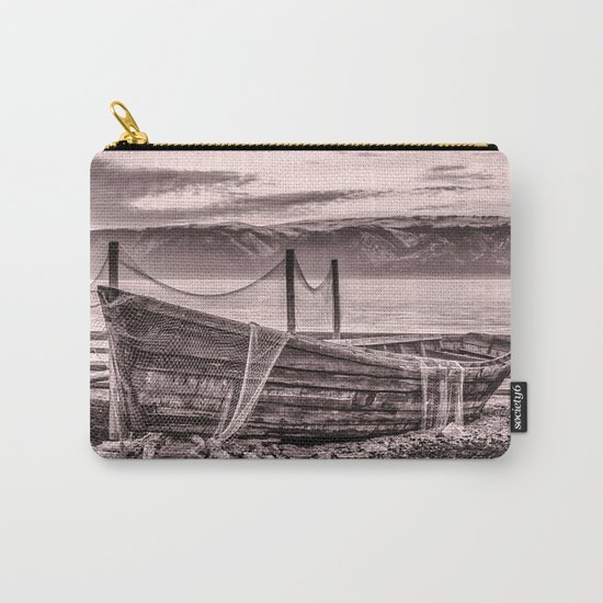 Old rusty boat with net (sepia) Carry-All Pouch