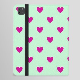 Sweet Hearts - magenta on mint green iPad Folio Case