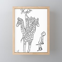 Giraffe Hydra - Black and White Framed Mini Art Print
