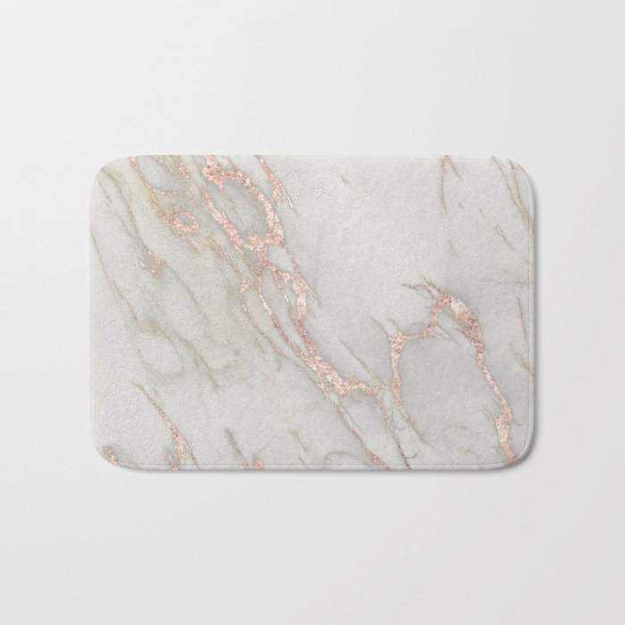 marble rose gold blush pink metallic by nature magick bath mat by
