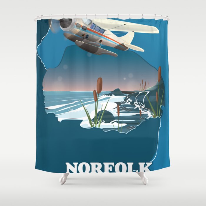 Norfolk, East Anglia travel map. Shower Curtain