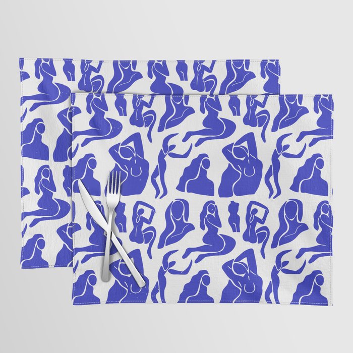 Abstract blue women collage figure pattern Placemat