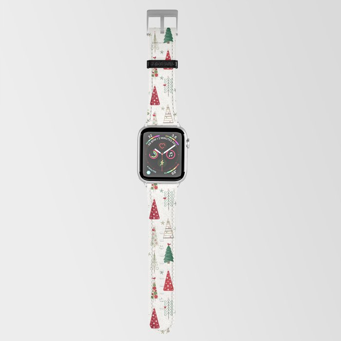 Scandinavian Christmas Trees Pattern - Red Green Apple Watch Band