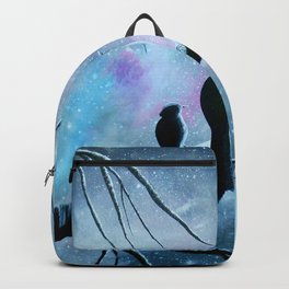 Misty Morning Backpack | Acrylic, Silverart, Birdart, Birdsart, Treepainting, Birdpainting, Silverpainting, Treeart, Painting, Originalpainting 