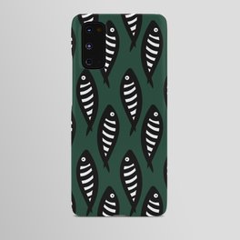 Abstract black and white fish pattern Pine green Android Case