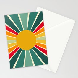 Colorful Vintage Sunshine, Retro Style 12 Little Sun Stationery Card