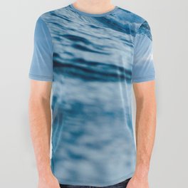 Blue Waves Ocean Sea All Over Graphic Tee