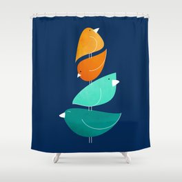 Bird Stack III Illustration Shower Curtain