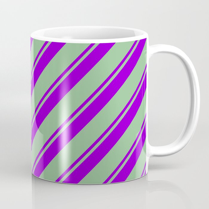 Dark Violet and Dark Sea Green Colored Lines Pattern Coffee Mug