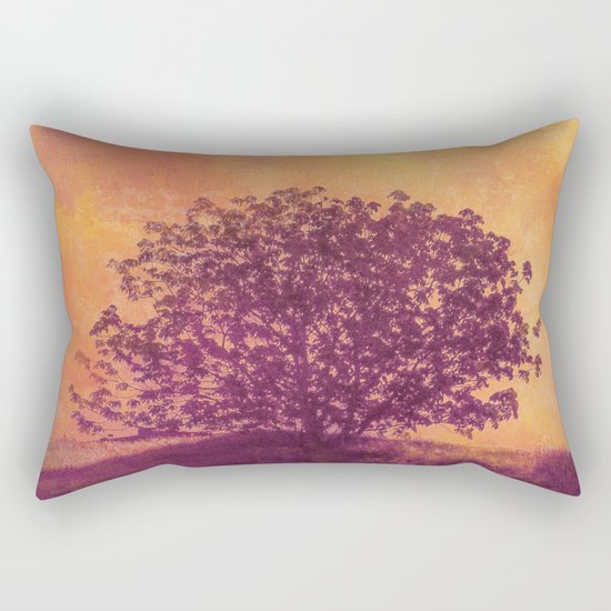 Red Violet Lone Tree and Fall Sunlight Rectangular Pillow