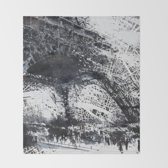Eiffel Tower Painting Paris Map Throw Blanket By Nicolasjolly
