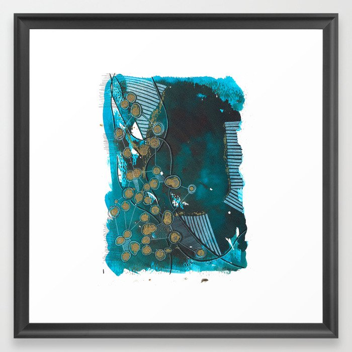 Ocean Depths Abstract Mixed Media Painting Framed Art Print