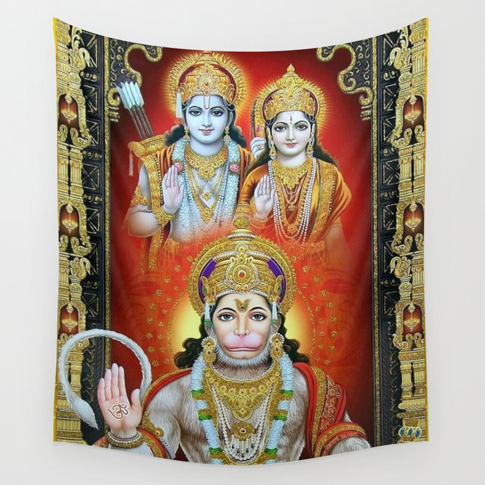 Hanuman Vishnu Lakshmi Wall Tapestry