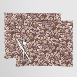 Earthy Autumn Flowers on Brown Placemat
