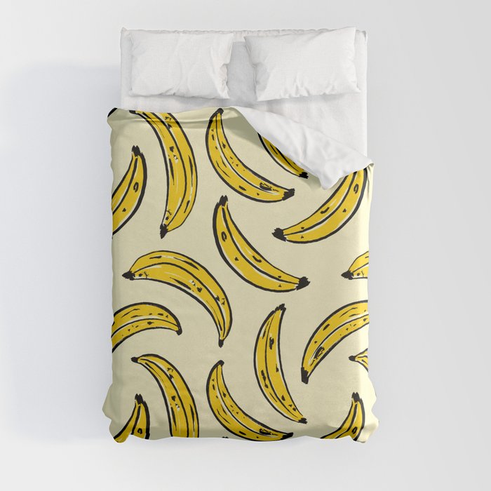 Banana Tropical Fruits Bold Yellow Pattern Duvet Cover