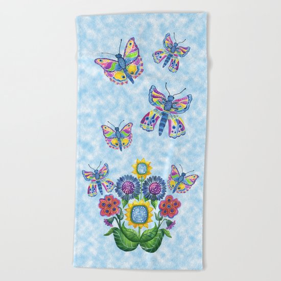 Butterfly Playground on a Summer Day Beach Towel