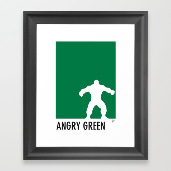 My Superhero 01 Angry Green Minimal poster Framed Art Print