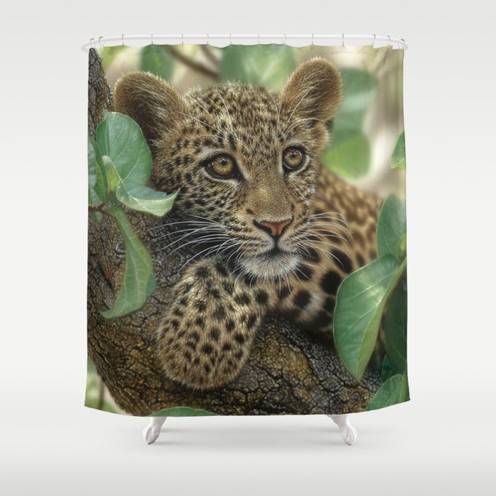 Leopard Cub - Tree Hugger Shower Curtain