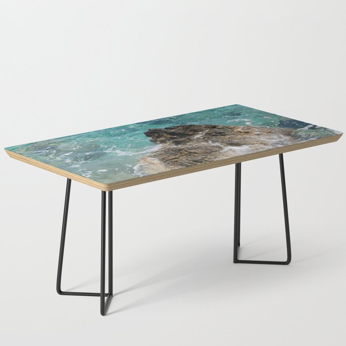 Azure Blue Sea And Volcanic Rock Coffee Table