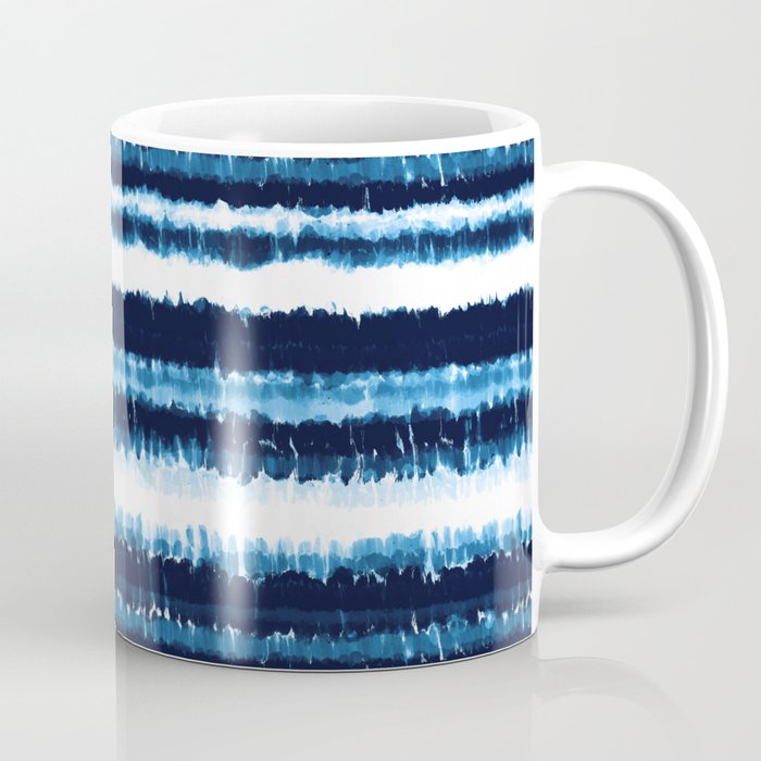 Watercolor Tiedye Ombre Indigo Shibori Stripes. Summer Ocean Blue or Navy Nautical Boy Theme Coffee Mug