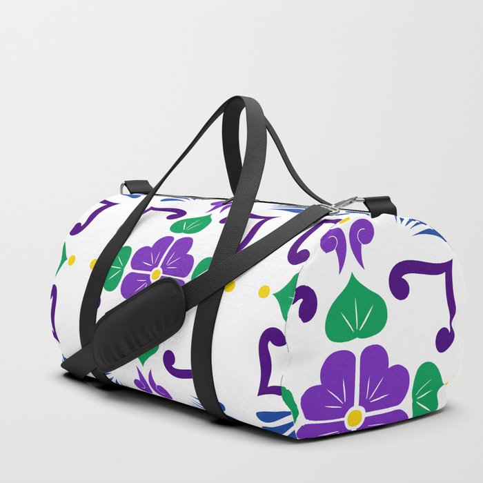 Purple 2, Framed Talavera Flower Duffle Bag